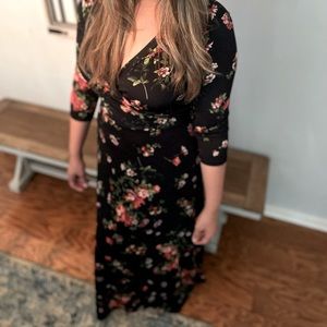 Black Floral floor length dress
